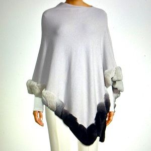 La Fiorentina Ombré Rabbit fur trim poncho